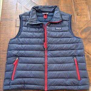 Patagonia Navy Puffer Vest with Red Accents